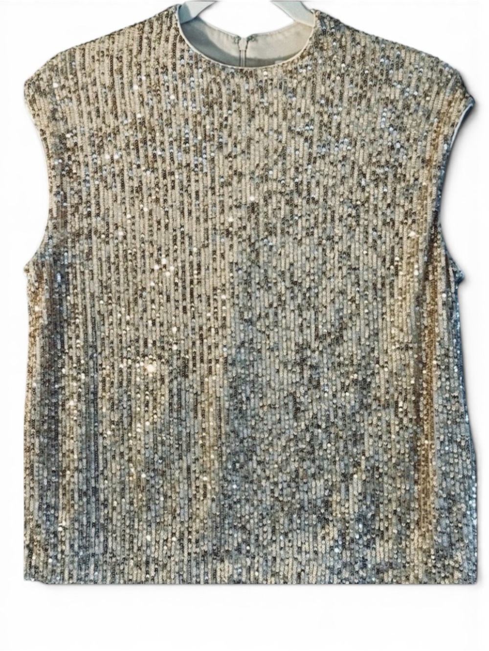 Calvin Klein Champagne Color Sleeveless Sequined Top Small Night Out Party - Picture 2 of 8